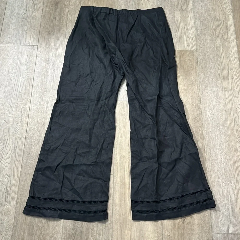 NWT! Banana Republic Mid-Rise Kick-Flare Lace-Trim Linen Ankle Pant - 12 LONG 🤎